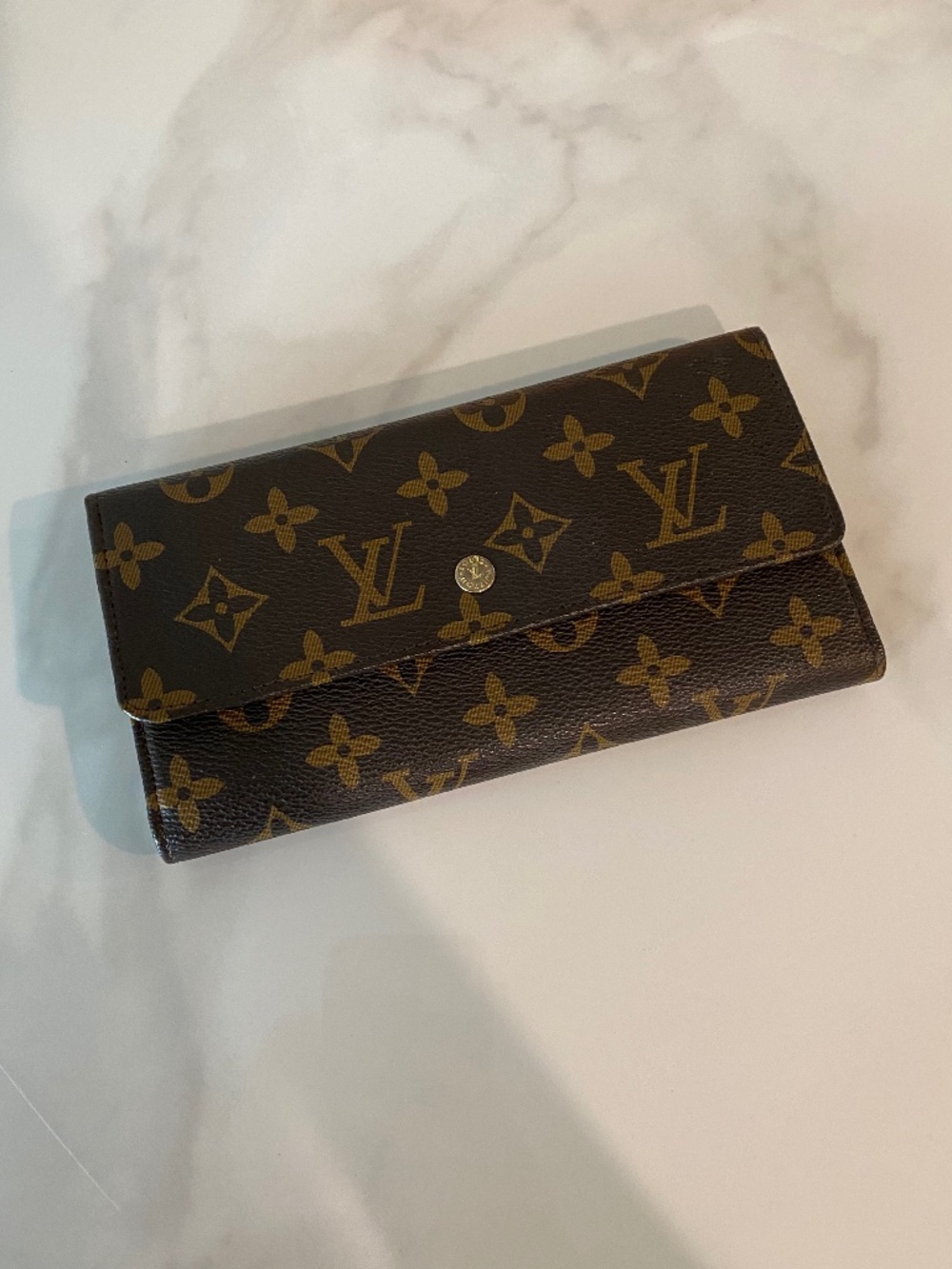 Brown Monogram Wallet Gold Hardware Full Size Coins Bills
